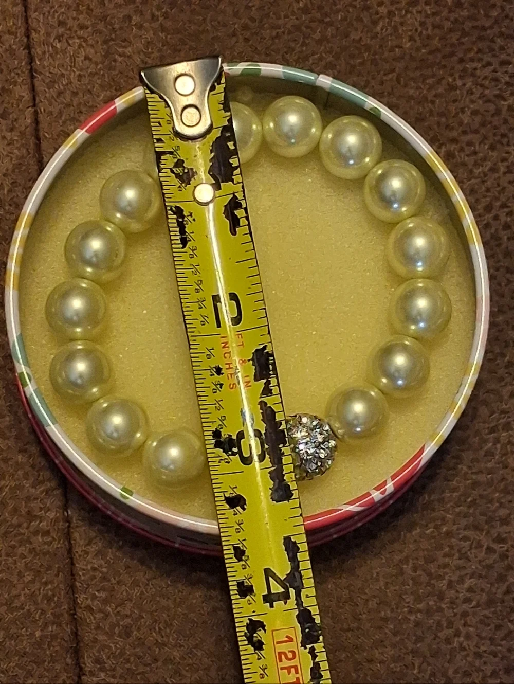 Stella And Dot Elegant Faux Pearl Stretch Bracelet with Rhinestone Bead⅞ Accent